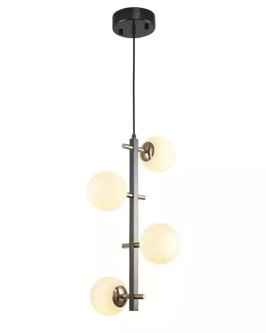 Pendente Romai Desa Ø24x50cm Metal e Vidro Onix e Dourado - Foto 1