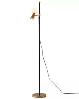 LUMINÁRIA DE CHÃO PISO TEAS DICROICA PAR16 HALOPIN 163XØ25CM METAL E VIDRO DOURADO FOSCO PRETO - Foto 1
