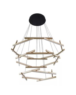 PENDENTE LED WIDA 3 MOD REDONDO 3000K 185W Ø100CM ALUMÍNIO E ACRÍLICO PRETO E OURO CHAMPANHE - Foto 1