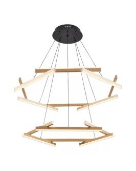 PENDENTE LED WIDA 2 MODO REDONDO 3000K 100W Ø80CM ALUMÍNIO E ACRÍLICO PRETO E OURO CHAMPANHE - Foto 1