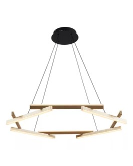 PENDENTE LED WIDA 3000K 60W Ø80CM ALUMÍNIO E ACRÍLICO PRETO E OURO CHAMPANHE - Foto 1