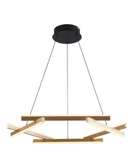 PENDENTE LED WIDA 1 MOD REDONDO 3000K 45W Ø68CM ALUMÍNIO E ACRILÍCO PRETO E OURO CHAMPANHE - Foto 1