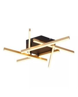PLAFON DE SOBREPOR LED WIDA 3000K 45W Ø60CM ALUMÍNIO E SILICONE PRETO OURO CHAMPANHE - Foto 1