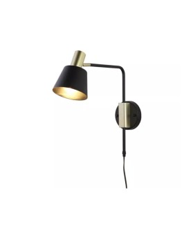 ARANDELA DE PAREDE PETTI 37X12X38CM METAL PRETO E DOURADO - Foto 1