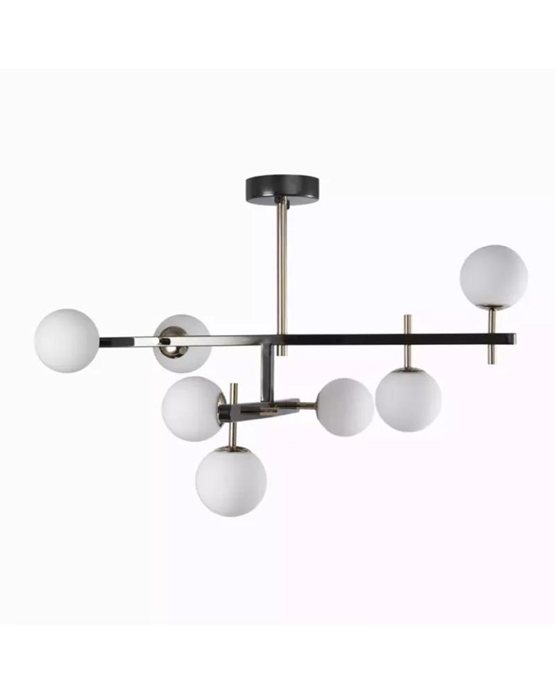 Plafon de Sobrepor Romai Ori 85x50cm Metal e Vidro Onix e Dourado 