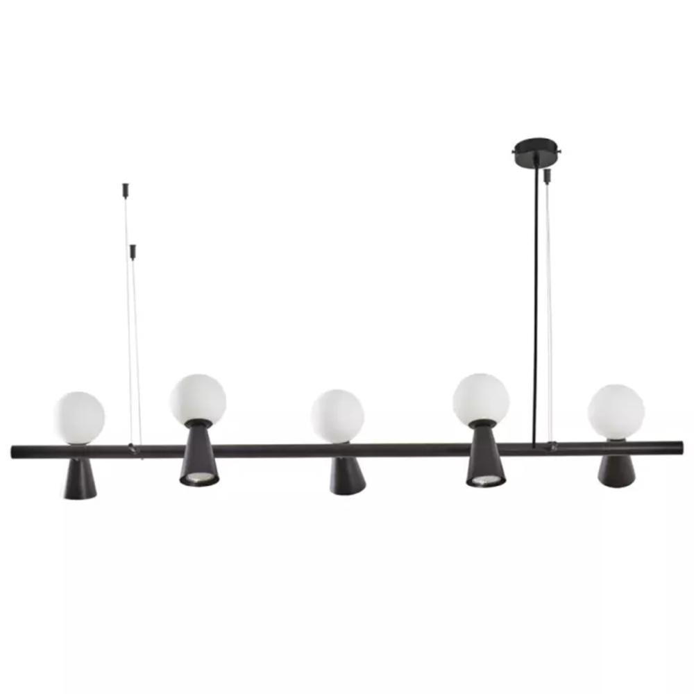 PENDENTE TEAS DICROICA PAT16 HALOPON 20X120CM METAL E VIDRO PRETO