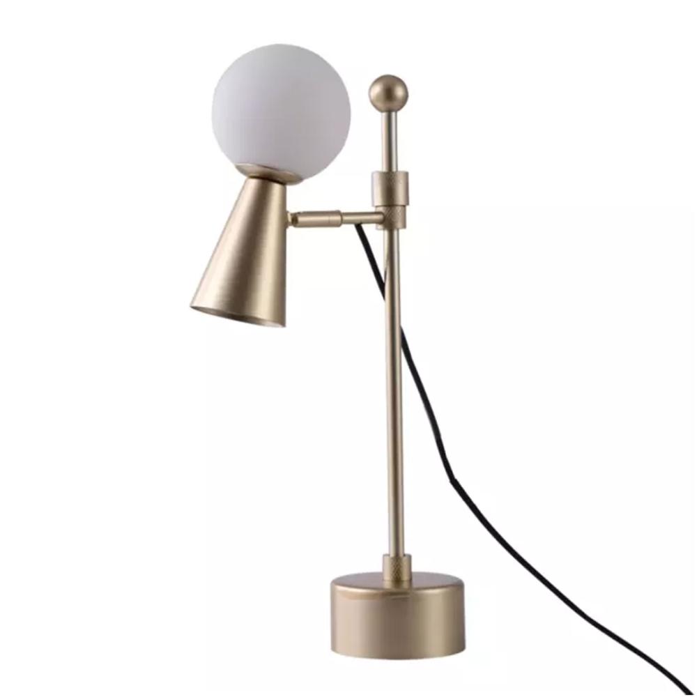 LUMINÁRIA DE MESA TEAS DICROICA PAR16 HALOPIN 43XØ10CM METAL E VIDRO DOURADO FOSCO