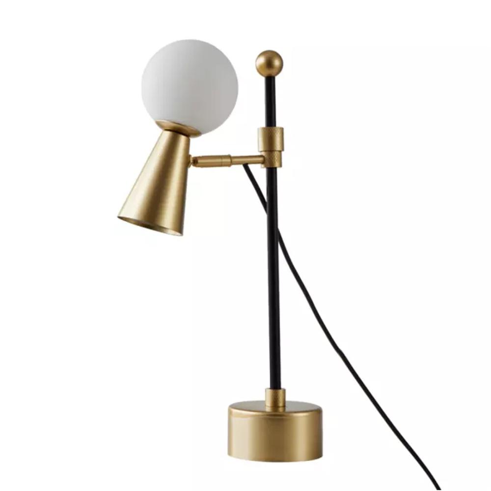 LUMINÁRIA DE MESA TEAS DICROICA PAR16 HALOPIN 43XØ10CM METAL E VIDRO DOURADO FOSCO E PRETO