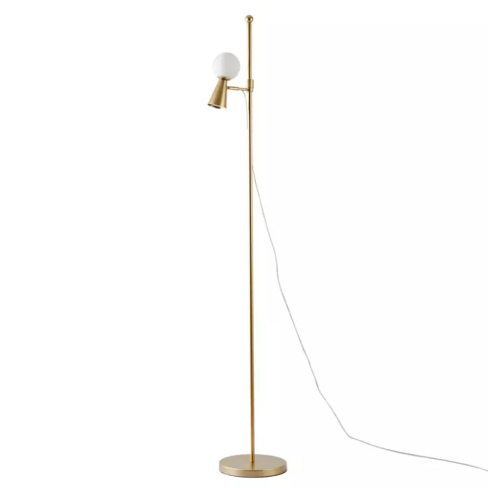 LUMINÁRIA DE CHÃO PISO TEAS DICROICA PAR16 HALOPIN 163XØ25CM METAL E VIDRO DOURADO FOSCO
