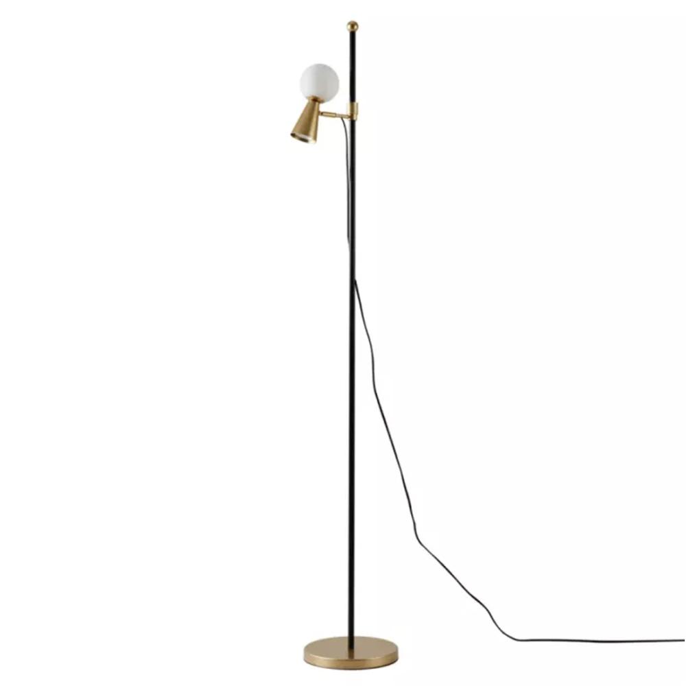 LUMINÁRIA DE CHÃO PISO TEAS DICROICA PAR16 HALOPIN 163XØ25CM METAL E VIDRO DOURADO FOSCO PRETO