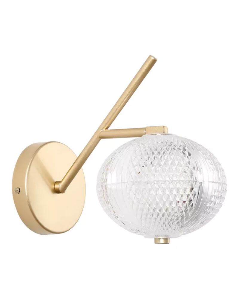 ARANDELA DE PAREDE LED LUSE 3000K 7W 23X15CM METAL E ACRÍLICO OURO CHAMPANHE